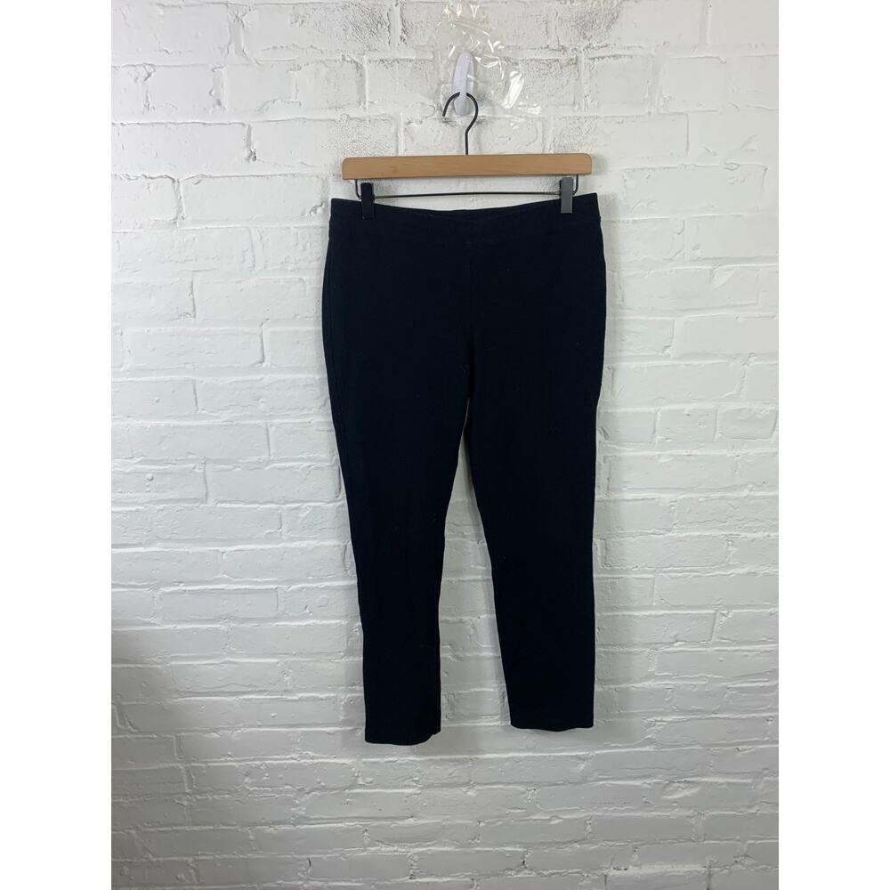 Eileen Fisher Women's Tapered Leg Pull-On Corduroy Pants Flat Front Black Size S